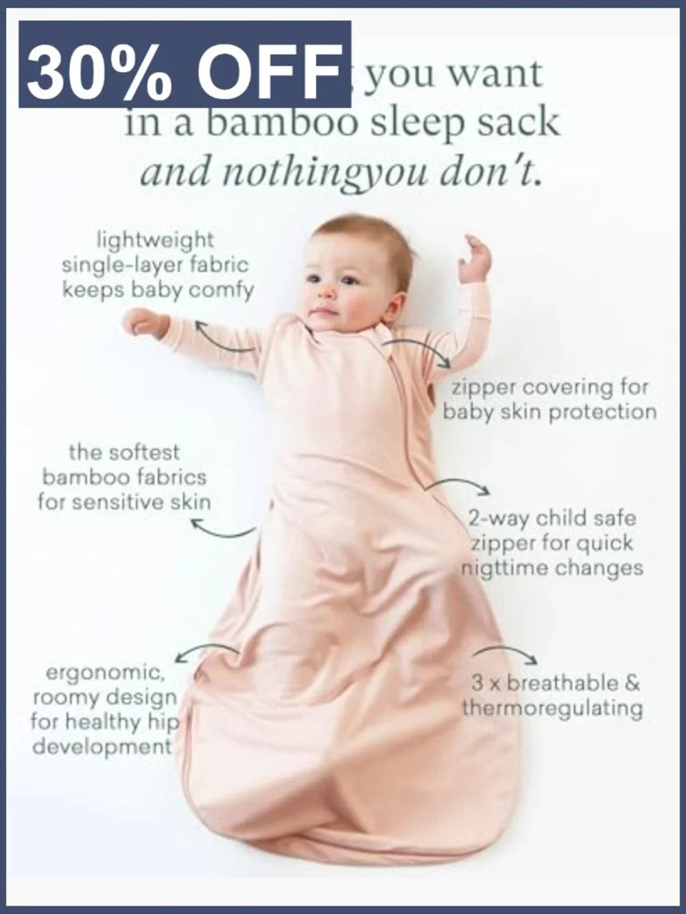 Bamboo Viscose Baby Sleep Sack 0.5 TOG Wearable Blanket
